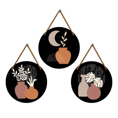 Modern Boho Round Hanging Wall Decor for Living Room, Bedroom, and Office Decor